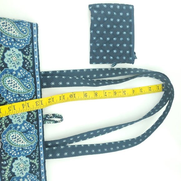 Vera Bradley Womens Navy Blue Floral Shoulder Strap Tote Bag And Zipper Pouch - Picture 9 of 15
